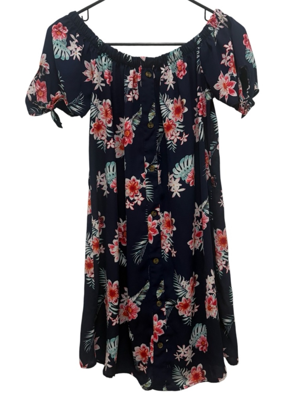 Rue21 Navy Floral Off-Shoulder Dress